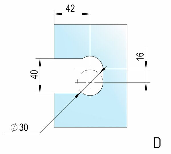 Glasbearbeitung Pendeltürband Glas-Wand, Fuge 8 mm mit Dichtung, 10 mm Glas