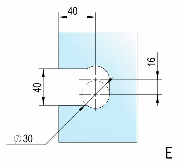 Glasbearbeitung Pendeltürband Glas-Wand, Fuge 10 mm mit Dichtung, 8 mm Glas