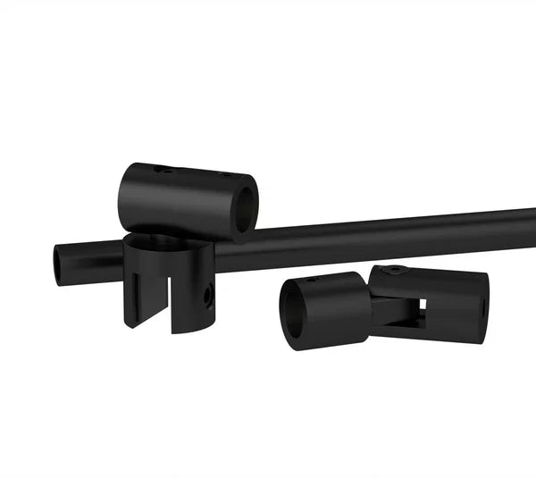 Stabistangen-Set Restposten – rund 12 mm Glas-Wand Schwarz matt, 1210 mm verstellbar