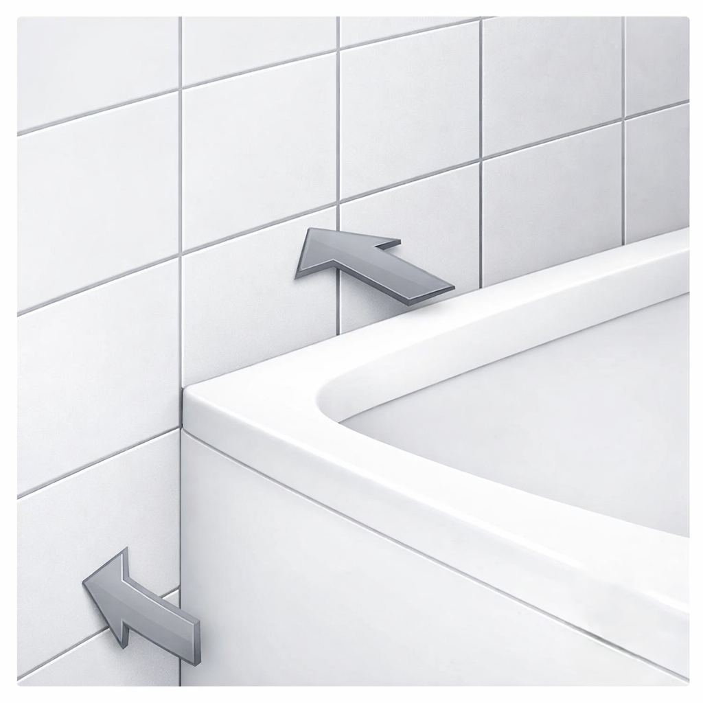 Fugenprofil PVC Weiß - Fuge an Duschwanne zur Fliesenwand, Typ BP25