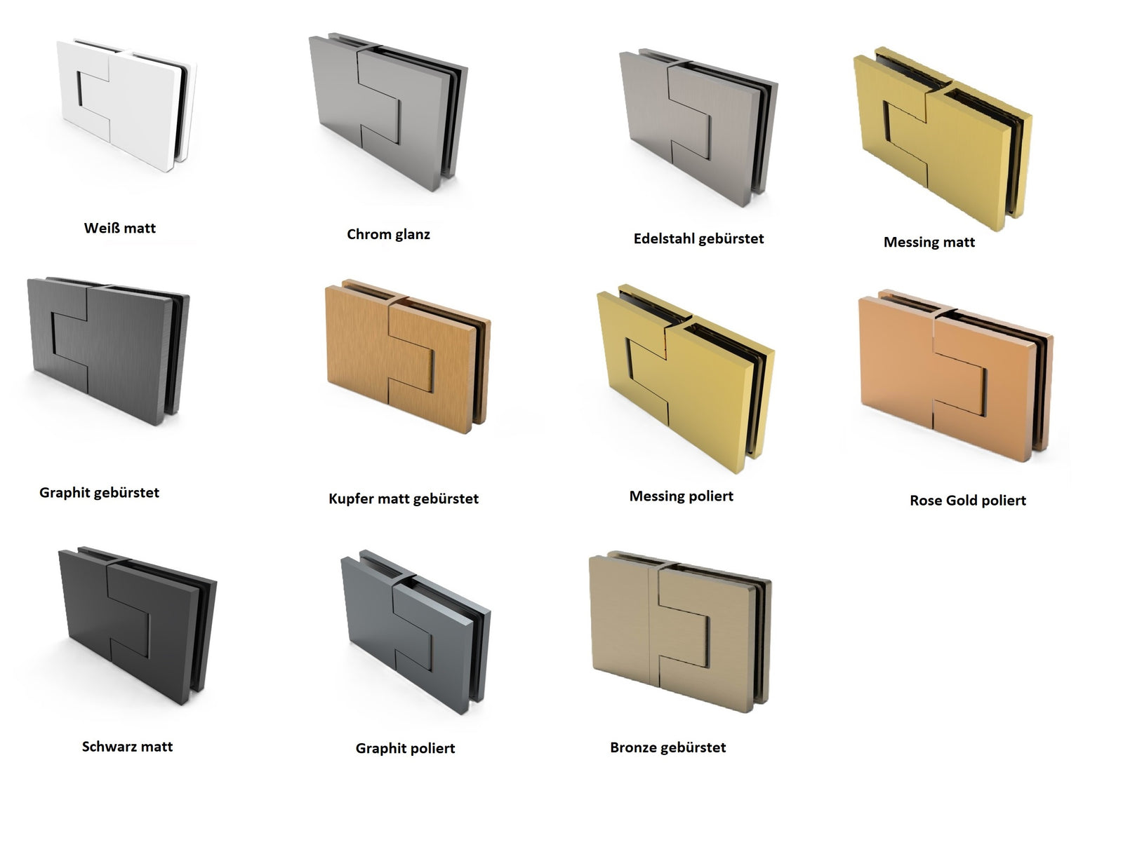 Bellagio Pendeltürband, 180° Glas-Glas, Anschraubplatte einseitig, inkl. Abdeckplatten, BEL380