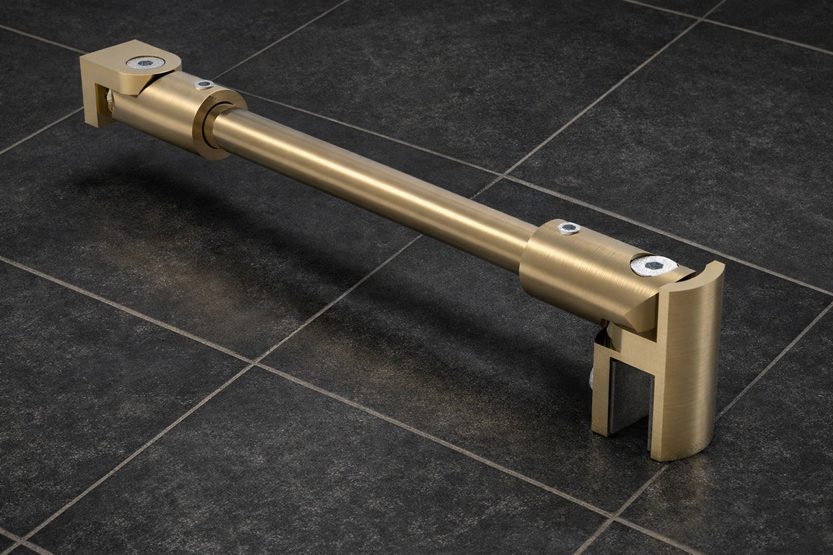 Stabistangen-Set rund, Farbe: Bronze gebürstet, Glas-Wand, flexibel einstellbar, 12 mm Rohr, Art.Nr. S1212SET