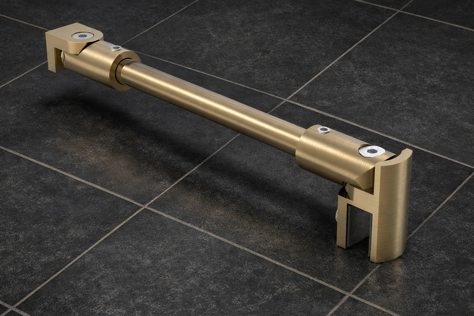 Stabistangen-Set rund, Farbe: Bronze gebürstet, Glas-Wand, flexibel einstellbar, 12 mm Rohr, Art.Nr. S1212SET