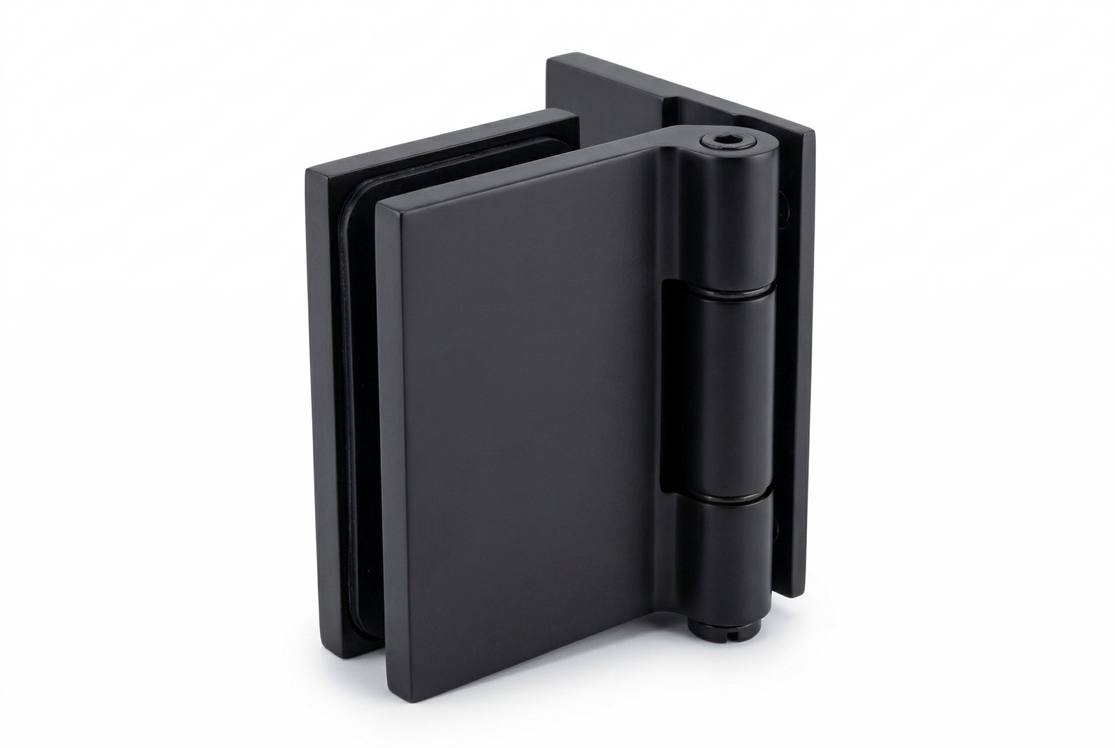 COMO Anschlagband 90° Glas-Wand – Messing massiv, 8/10 mm ESG, verdeckte Verschraubung, eckiges Design
