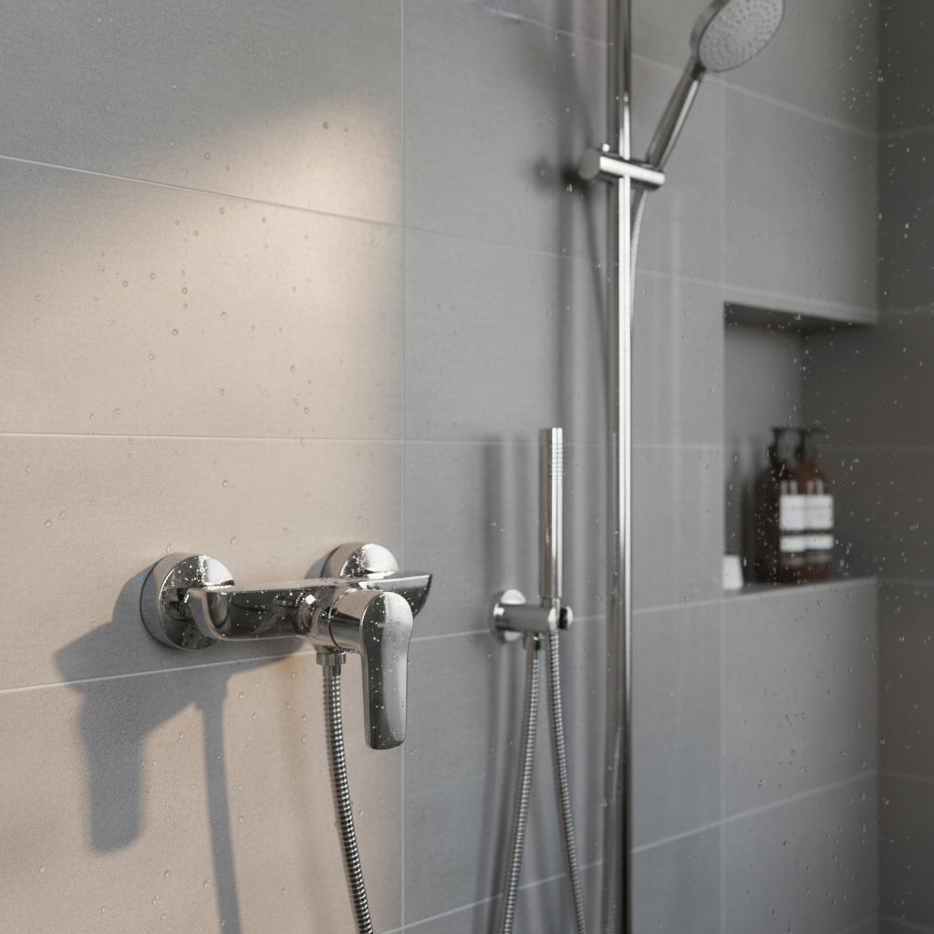 Einhand-Brausebatterie Chrom Aufputz - Moderne Duscharmatur mit Keramikkartusche