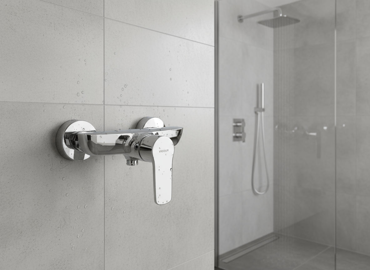 Einhand-Brausebatterie Chrom Aufputz - Moderne Duscharmatur mit Keramikkartusche