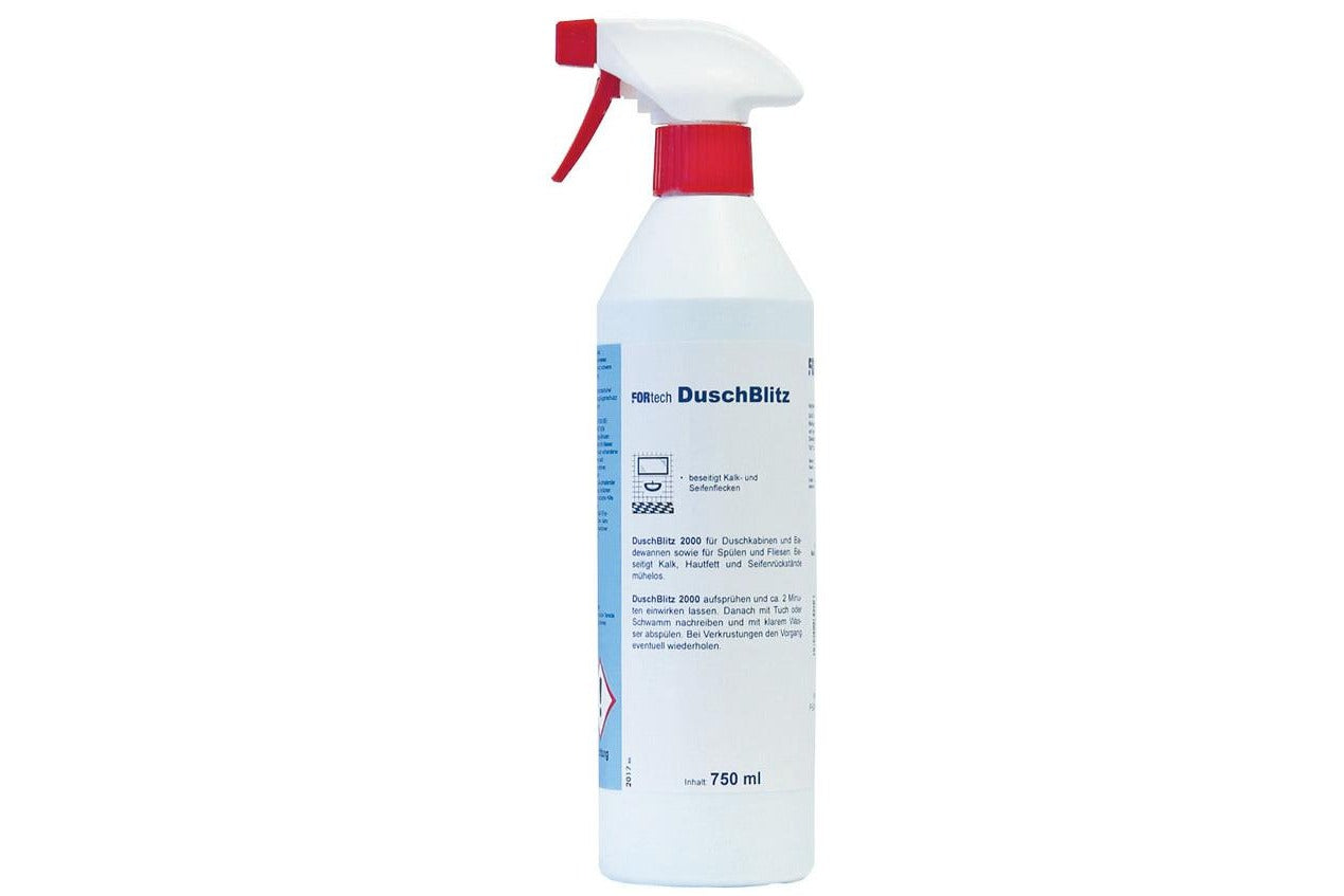 DuschBlitz 2000 Duschkabinenreiniger 750 ml Sprühflasche gegen Kalk auf Duschglas