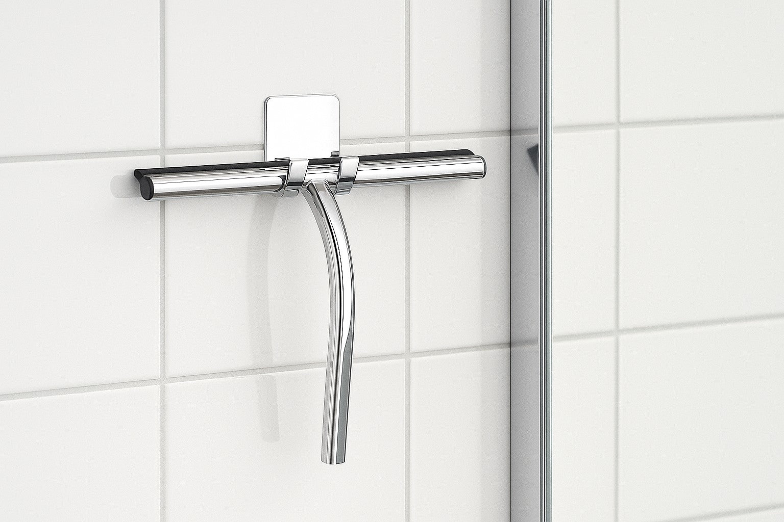 Duschabzieher mit Wandhalter – eckiges Design, 240 × 210 mm