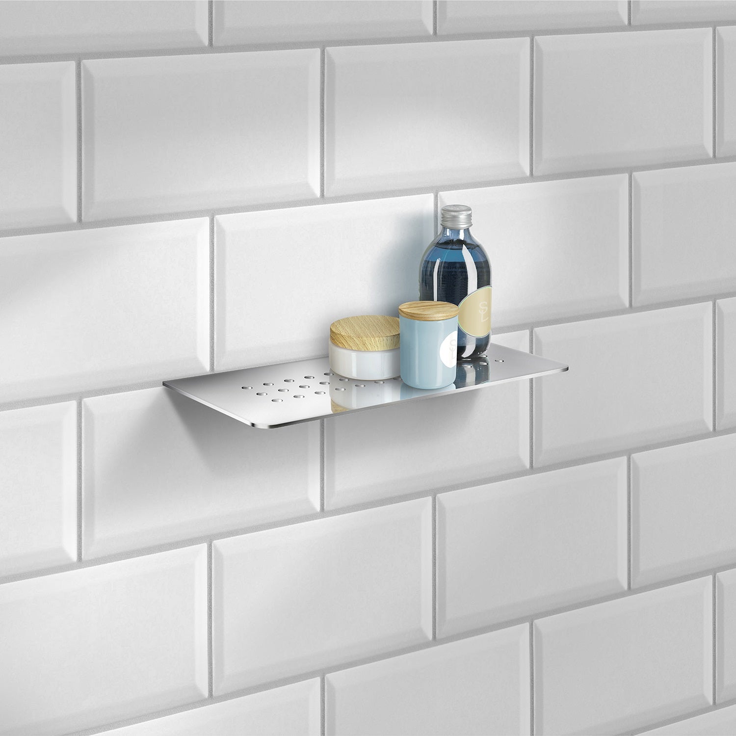 Duschregal zum Einfliesen, gelocht, 100 × 250 mm