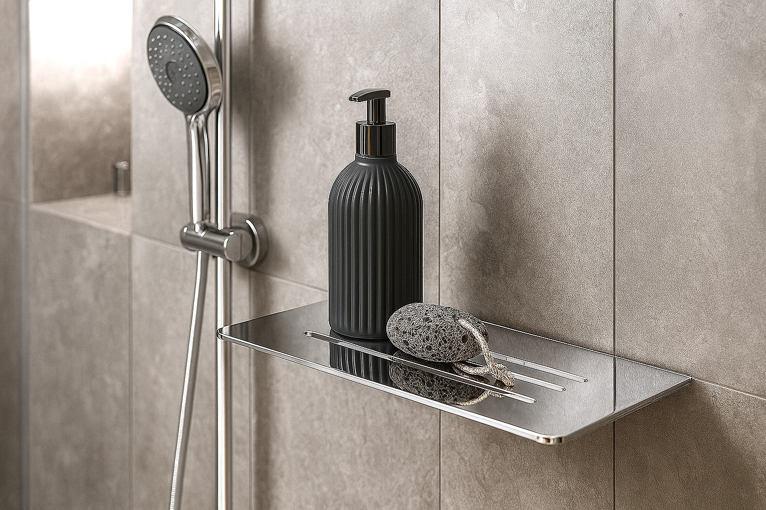 Duschregal zum Einfliesen 100 x 250 mm – Wandnische für Shampoo, Duschgel und Pflegeprodukte