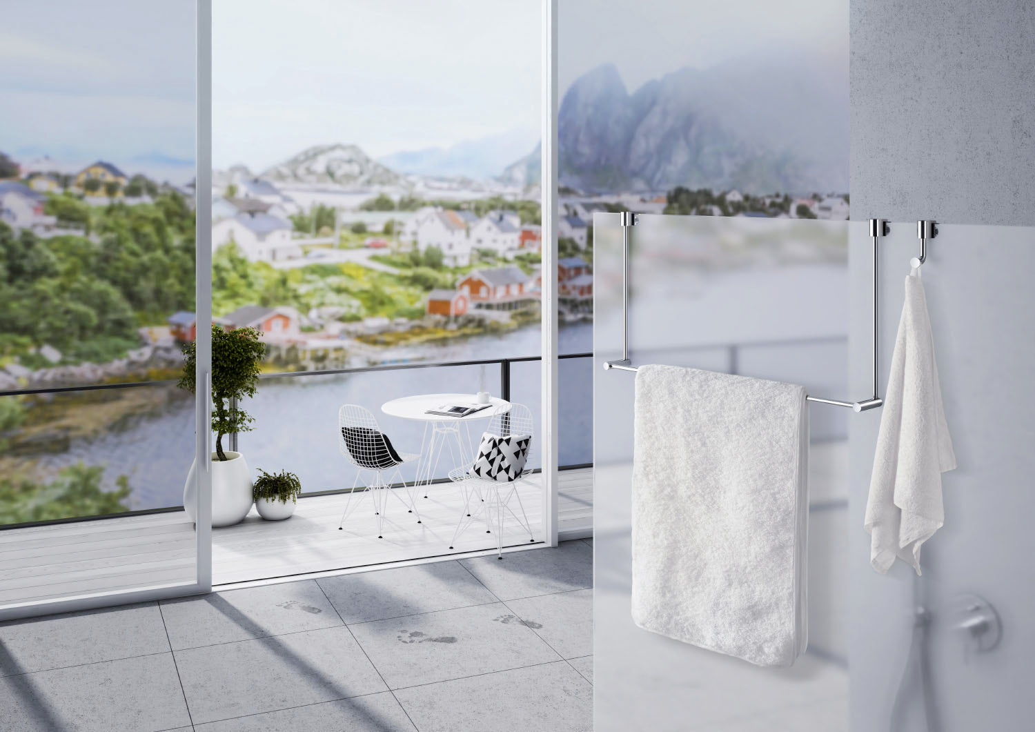 Smedbo Handtuchhalter 1-reihig, für Glasduschwand, zur Befestigung an Glaskante, Art.Nr. DK3101