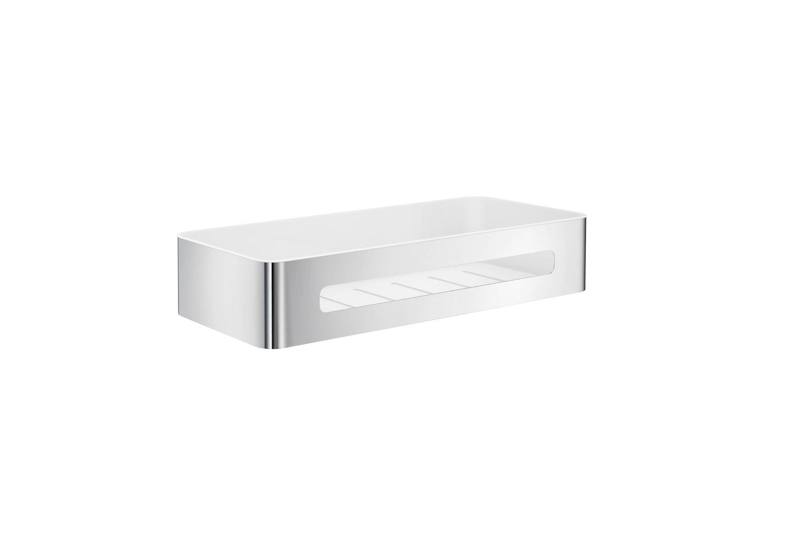 Smedbo Sideline Duschkorb mit Einsatz, 290 x 123 mm, Edelstahl poliert und Weiß, Edelstahl poliert/Weiß