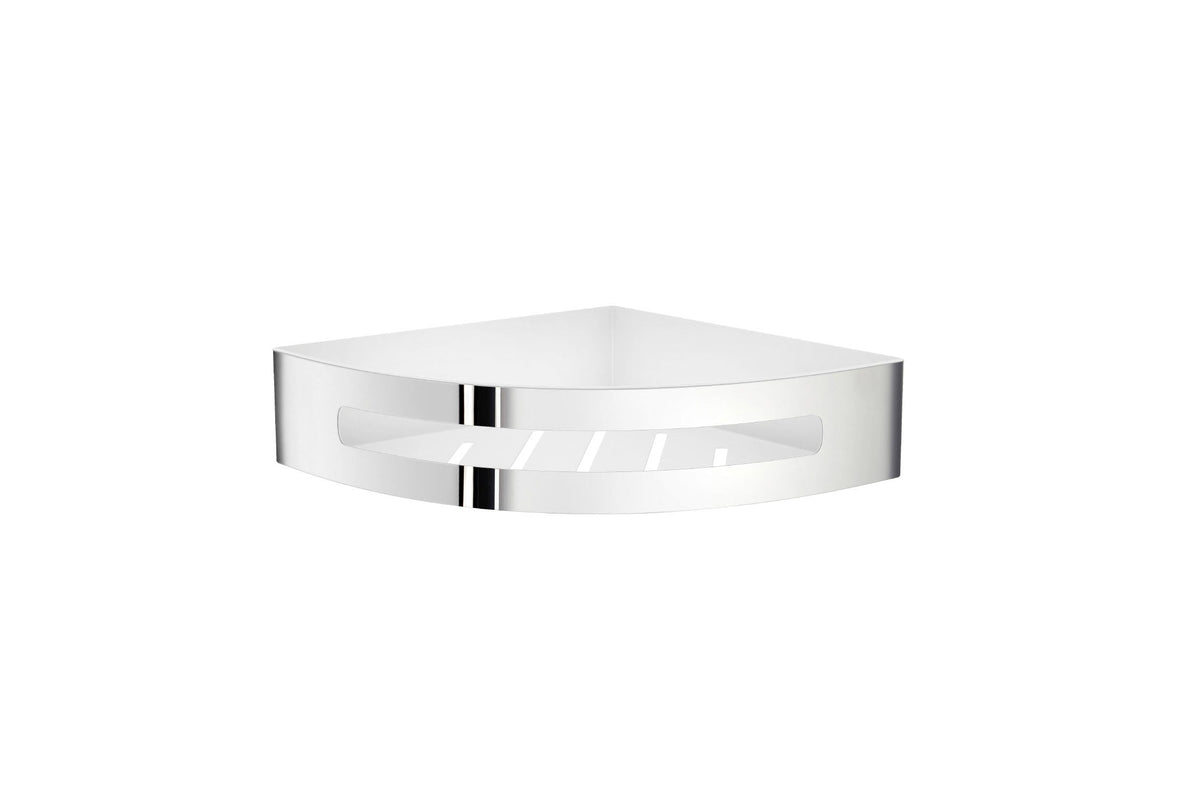 Smedbo Sideline Eckduschkorb mit Einsatz, 206 x 206 mm, Edelstahl poliert und Weiß, Edelstahl poliert/Weiß