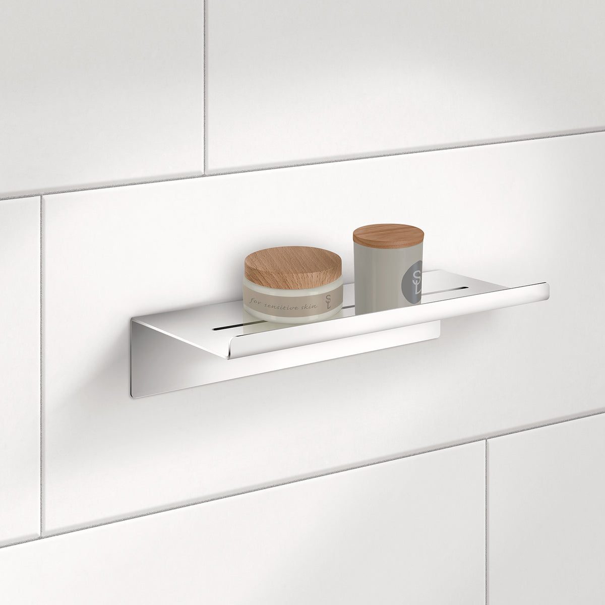 SIDELINE Duschregal, selbstklebend an Fliesenwand, Chrom glanz oder Schwarz matt