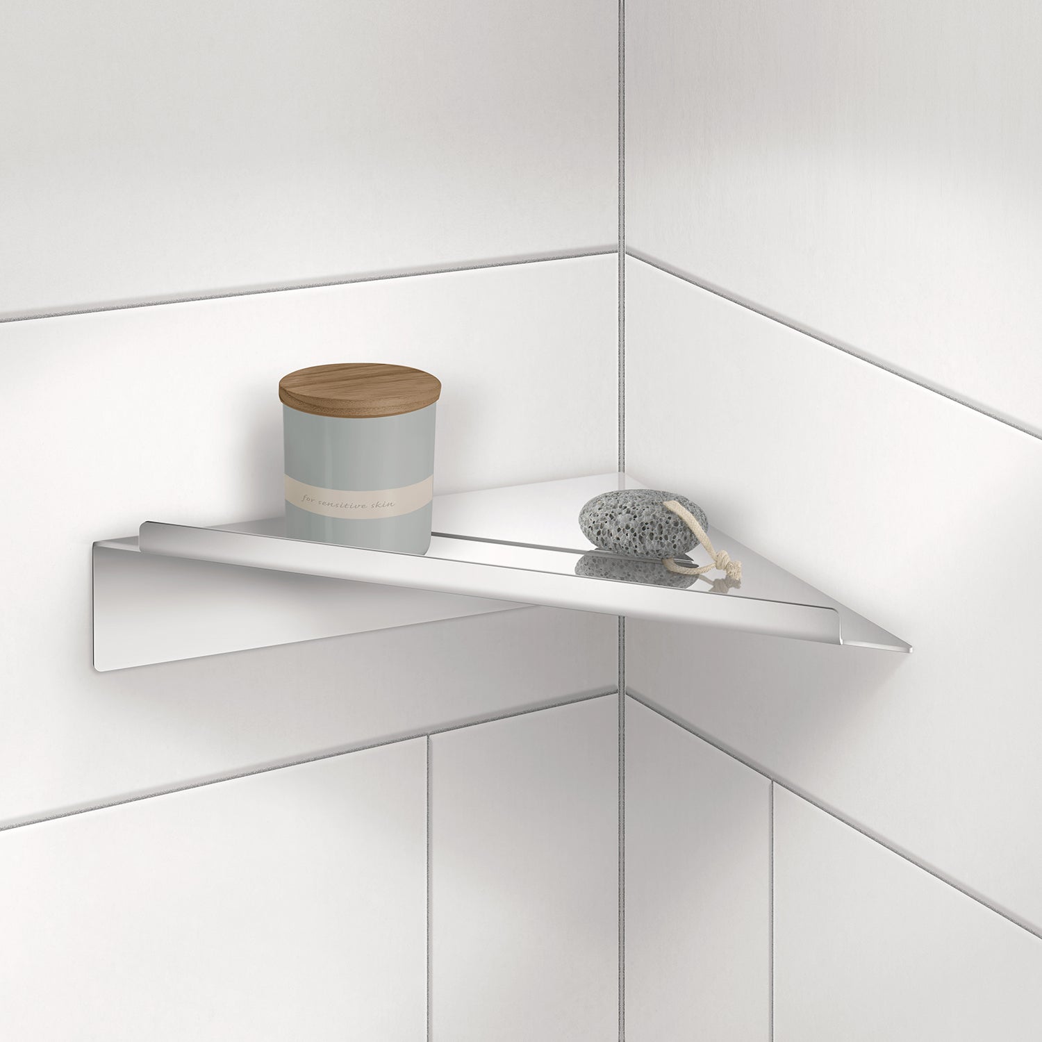 SIDELINE Eckduschregal, selbstklebend an Fliesenwand, Chrom glanz oder Schwarz matt, Art.Nr. 4111