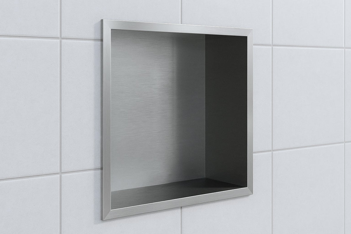 Einbau Wandeinbaunische 300 × 300 mm – aus Edelstahl für Duschbereich oder Bad