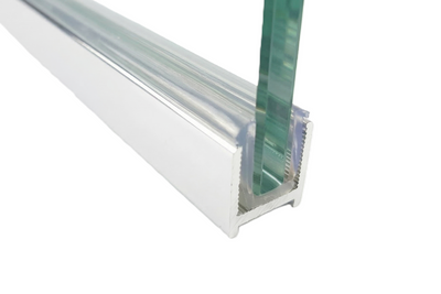 Alu U-Wandprofil DUC – silikonfreie Klemmung für 8 oder 10 mm Glas