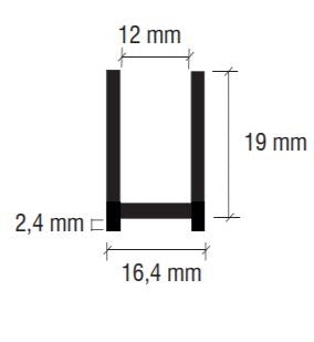 Alu U-Profil mit L-Vinyl und Kederstab, silikonfreie Befestigung für 8 oder 10 mm Glas – Art.Nr. DUC