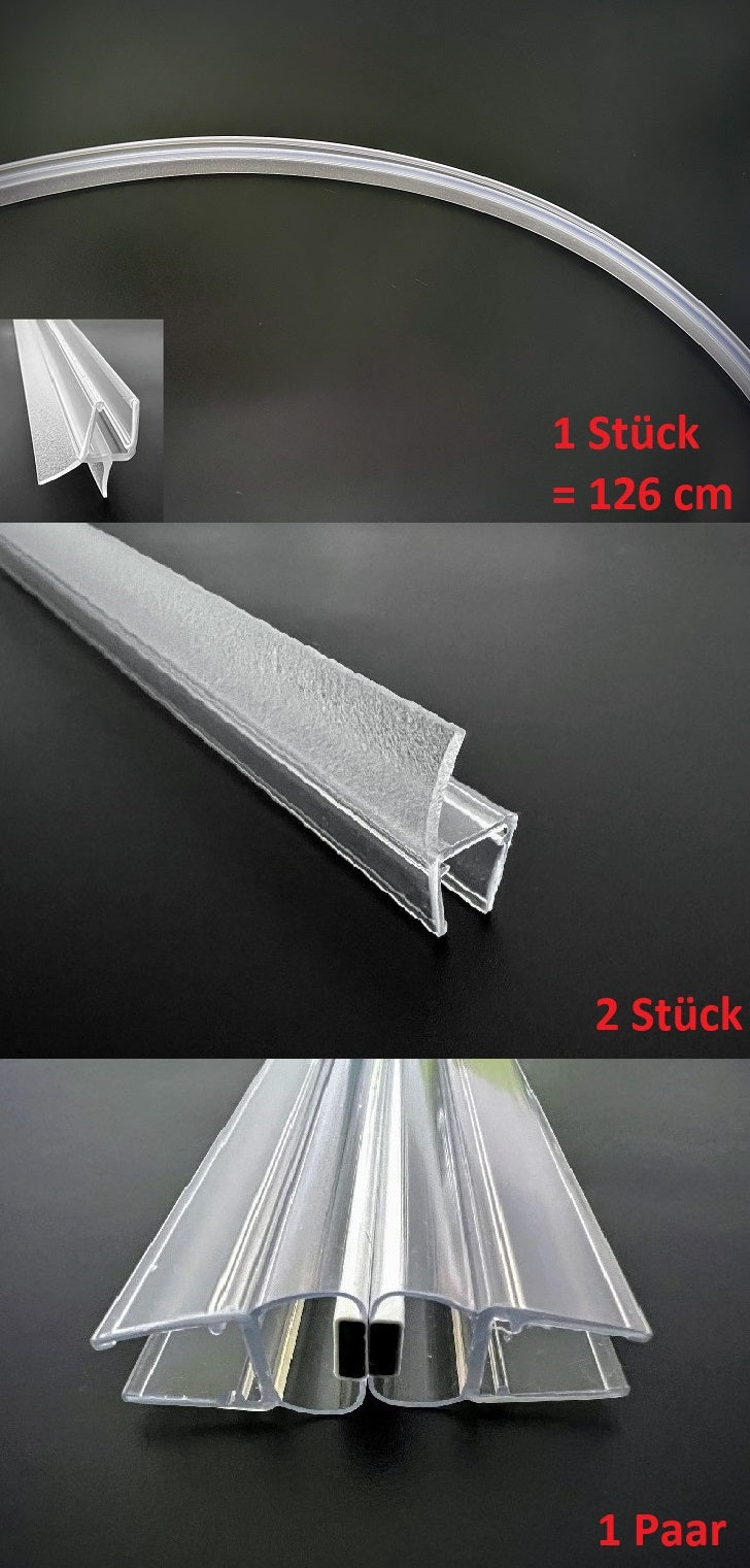 Duschtür-Dichtungs-Set für Viertelkreisdusche mit gebogenem Glas, Türen nach außen öffnend, Art.Nr. 5051601G