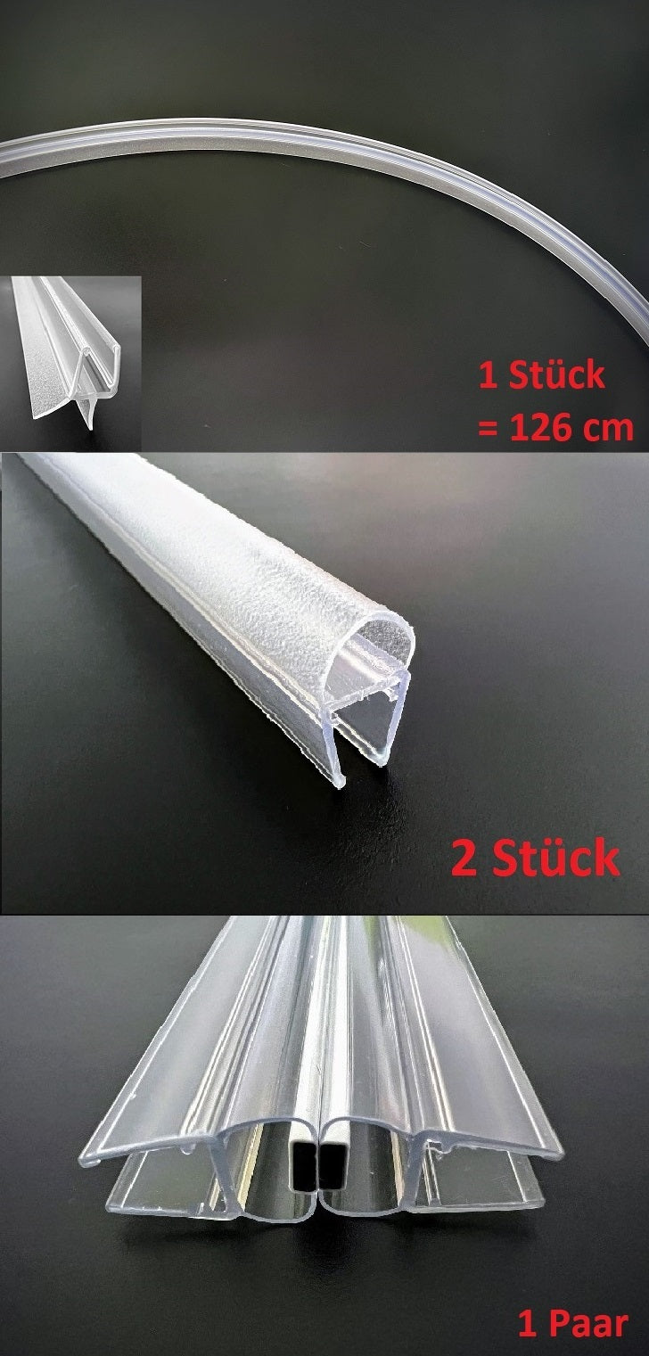 Duschtür-Dichtungs-Set für Viertelkreisdusche mit gebogenem Glas, mit Ballondichtungen, Art.Nr. 5051601P