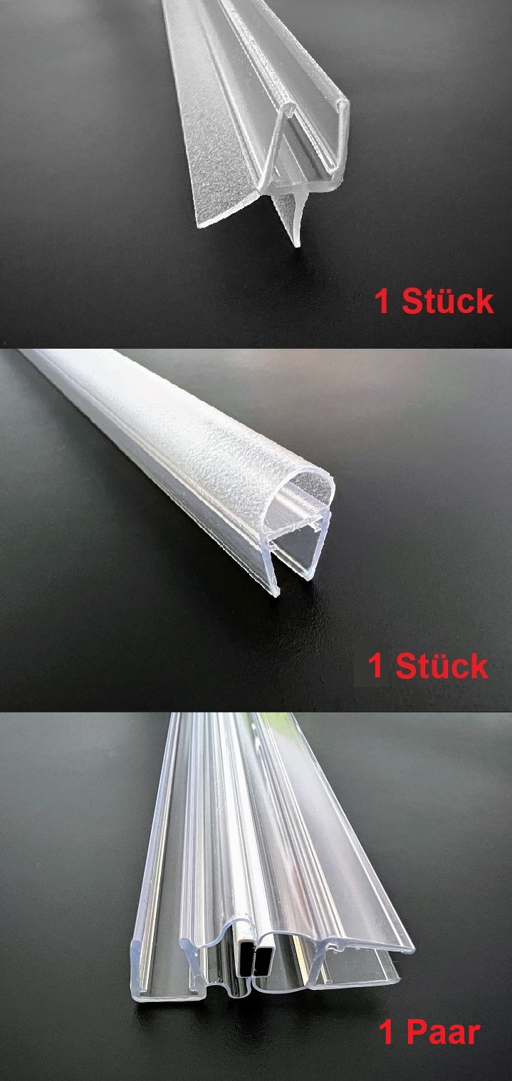 Duschtür-Dichtungs-Set 90° Ecke für Pendeltüren mit Ballondichtung, für Türen nach innen u. außen öffnend, Art.Nr. 5051604P