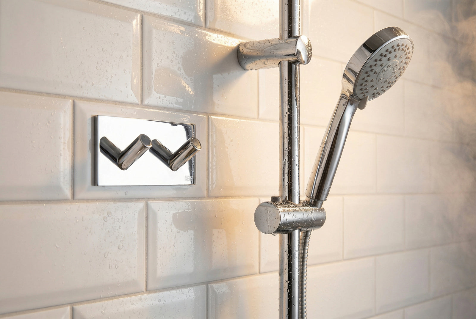 Edelstahl Doppel-Wandhaken selbstklebend (90 mm) – Schwarz Matt oder Chrom