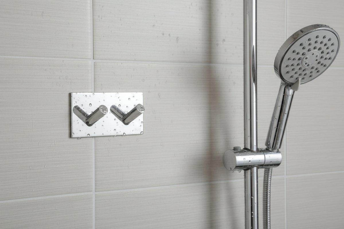 Doppel Haken selbstklebend – 90 mm, Edelstahl – Schwarz oder Chrom