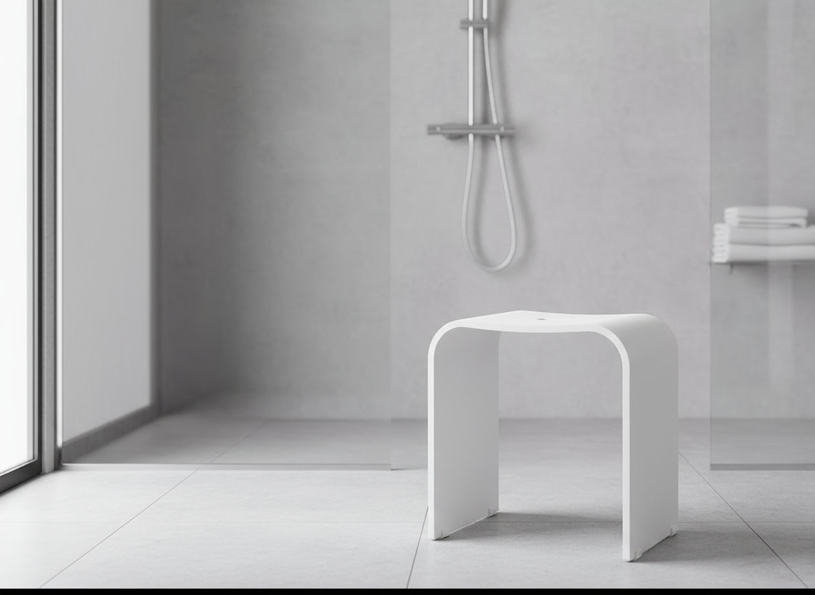 Smedbo LIVING Duschhocker 407 – Plexiglas, rutschsicher, 44 cm Sitzhöhe – Schwarz oder Weiß matt