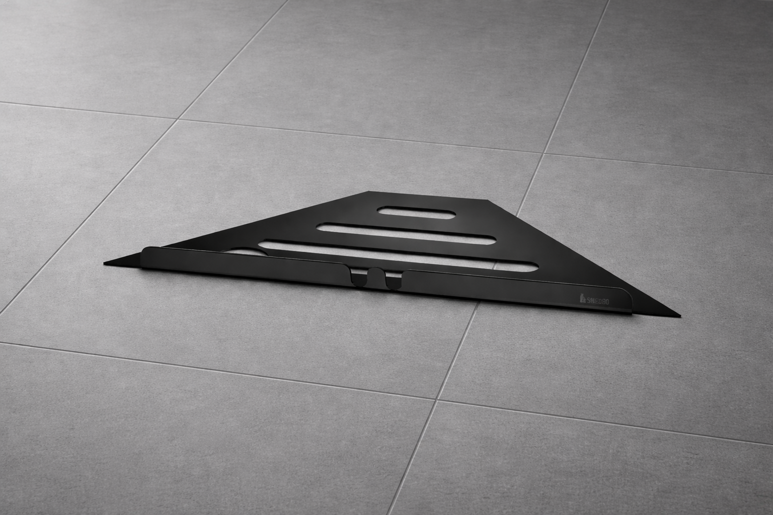 Smedbo Ablage für Duschecke aus Edelstahl, dreieckige Form für Einbau in Fliesenfugen, Chrom glanz oder Schwarz matt, Art.Nr. 3060