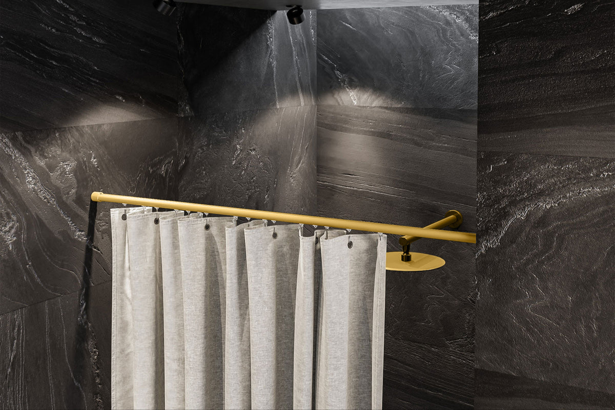 Gerade Duschvorhangstange Komplett-Set  aus Aluminium – für Duschnischen