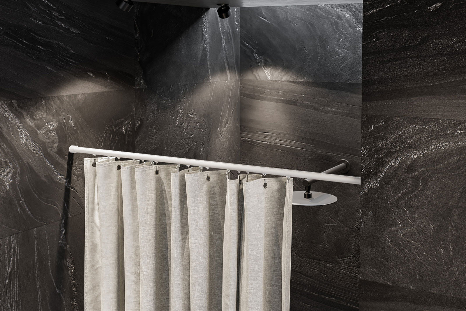 Aluminium-Duschvorhangstange Komplett-Set – Ø 10 mm, 100/140 cm kürzbar