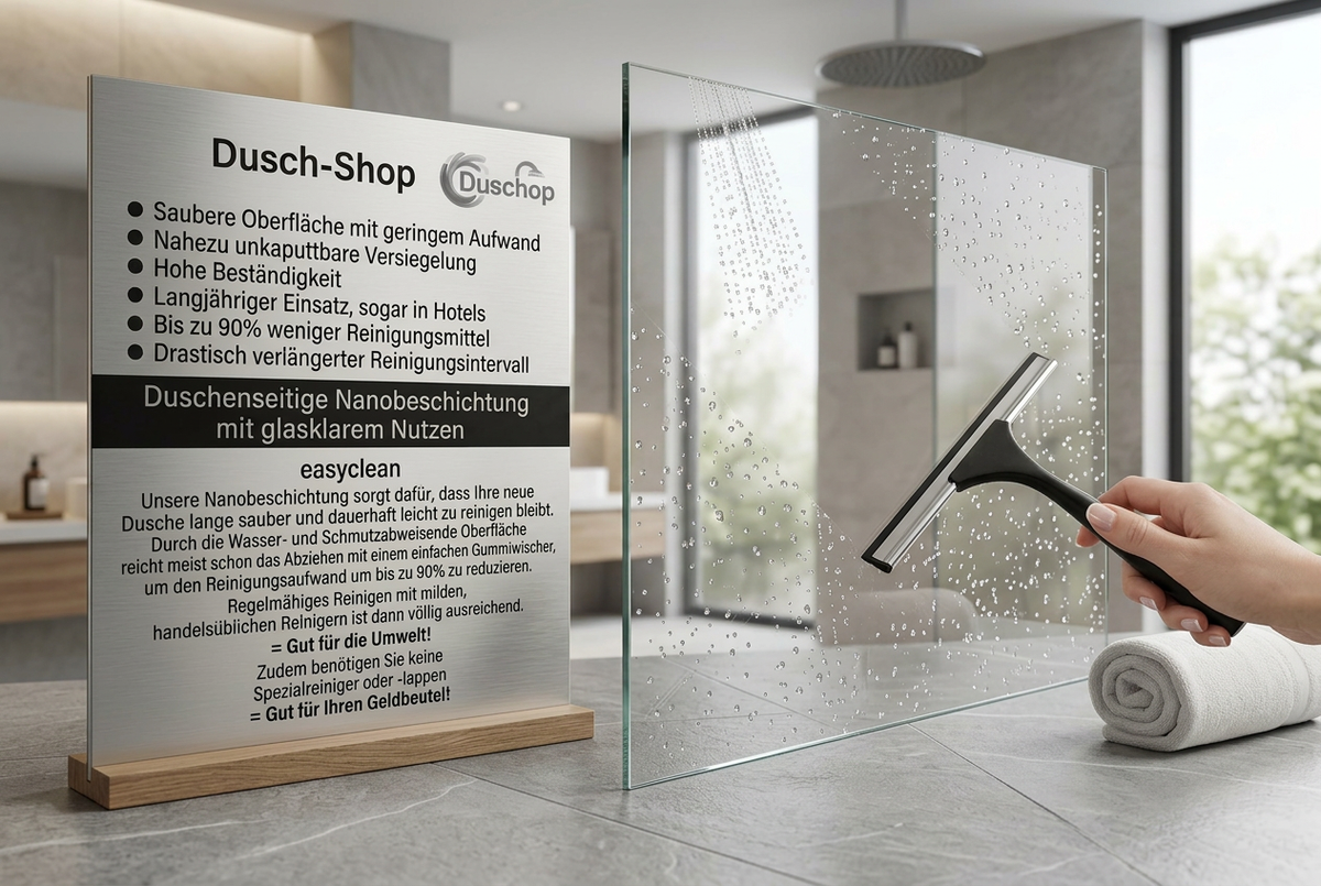 Mehrpreis: Easy-Clean Nano-Beschichtung für ESG-Duschglas