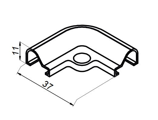 Schwallprofil Eckverbinder 90° für beidseitigen Einschub des Schwallprofils, Art.Nr. NTFA90