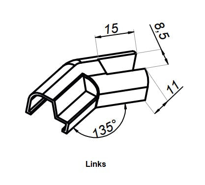 Schwallprofil Abschlußkappe 135°, Art. NTFA135R/L