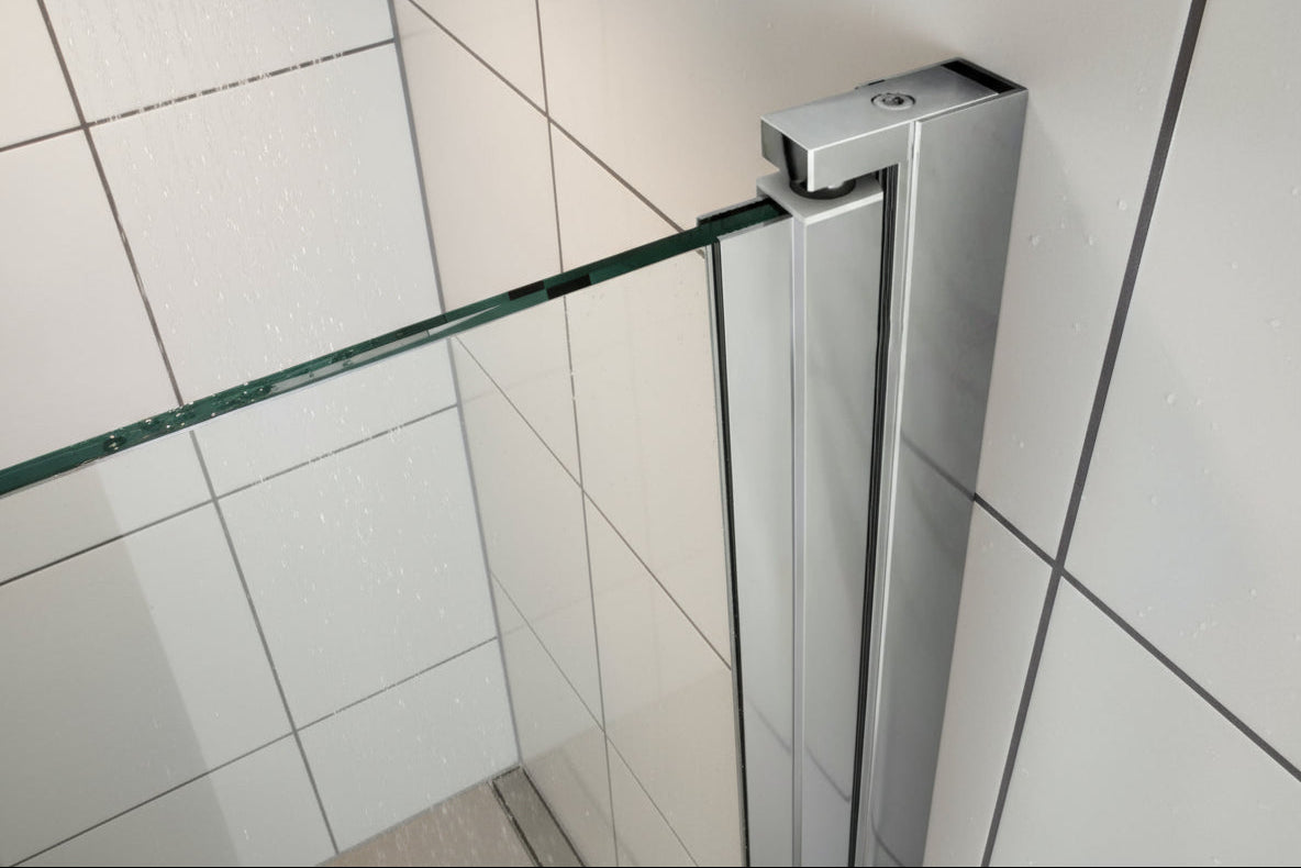 Drehbares Duschtür-Wandprofil Typ Emily – Hebe-Senkmechanik für 6 mm ESG – 180° Pendeltür – Art.Nr. 410901