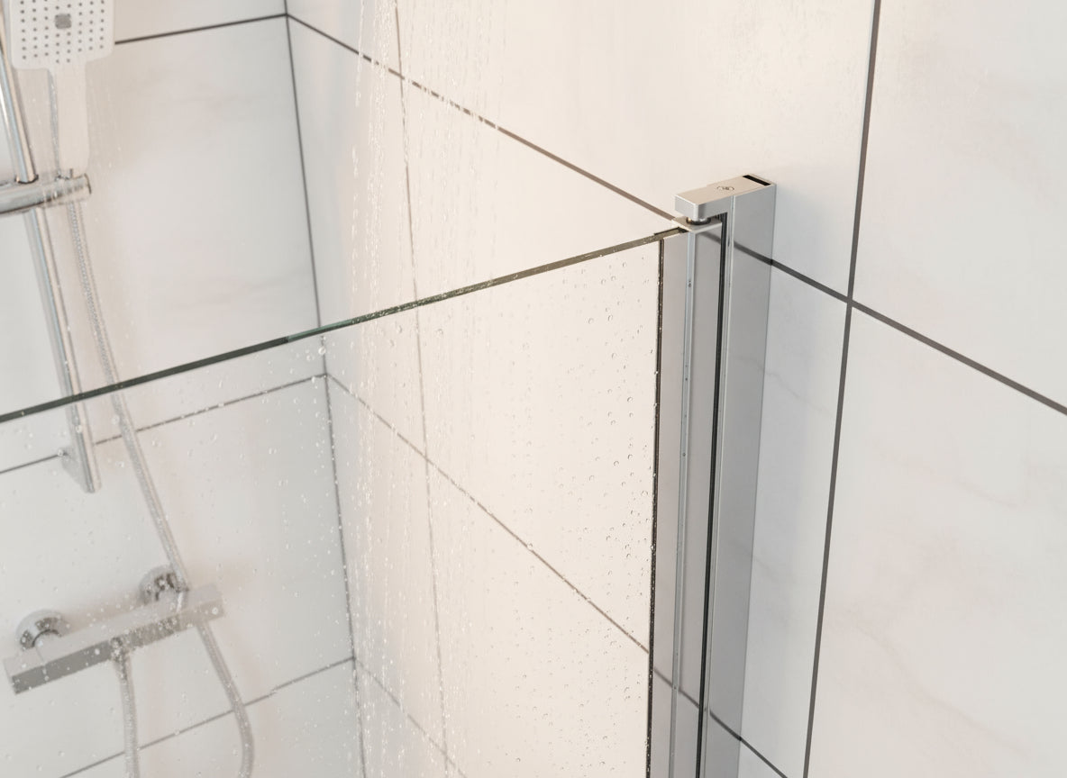 Drehbares Duschtür-Wandprofil Typ Emily – Hebe-Senkmechanik für 6 mm ESG – 180° Pendeltür – Art.Nr. 410901