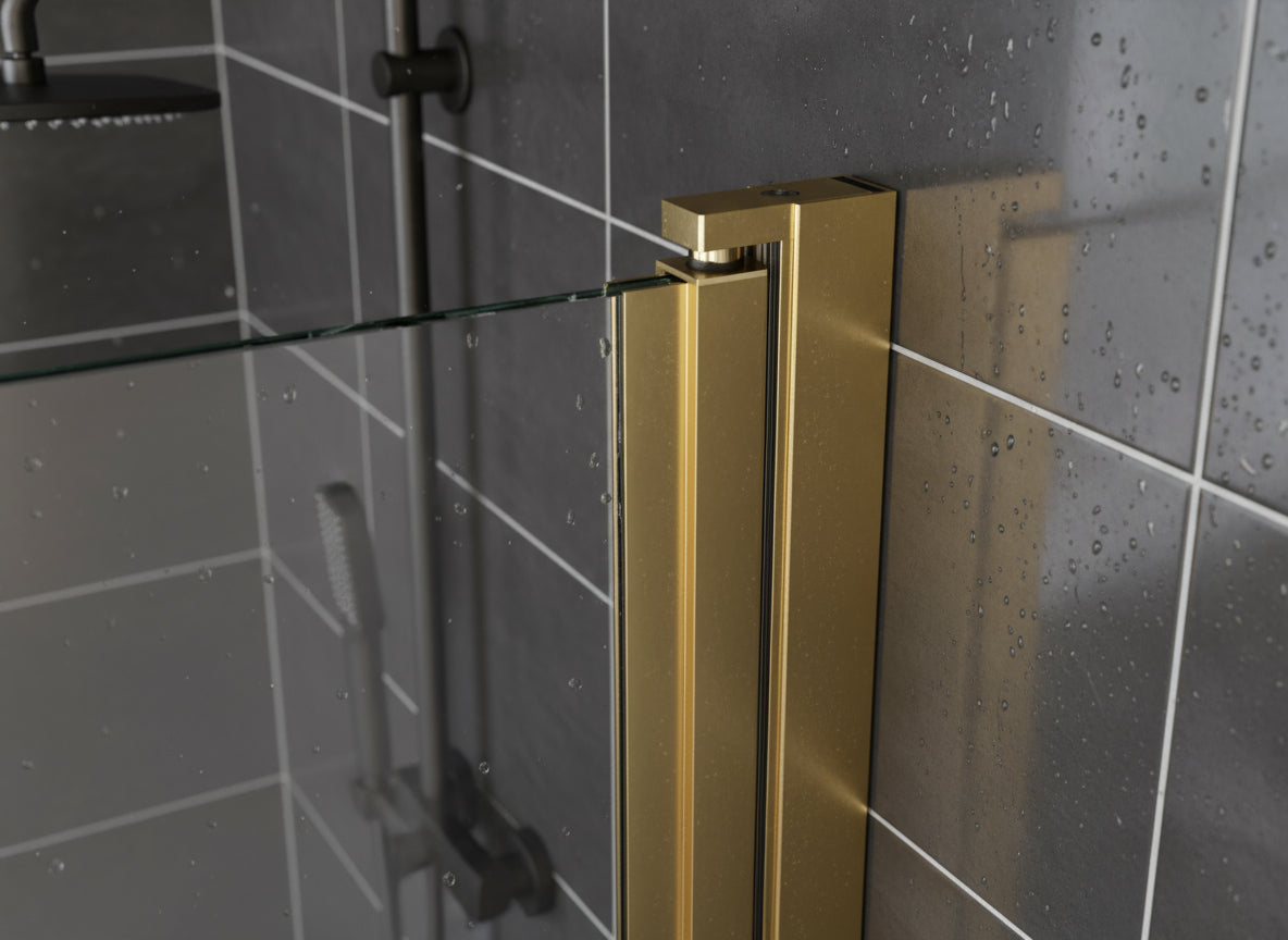 Drehbares Duschtür-Wandprofil Typ Emily – Hebe-Senkmechanik für 6 mm ESG – 180° Pendeltür – Art.Nr. 410901