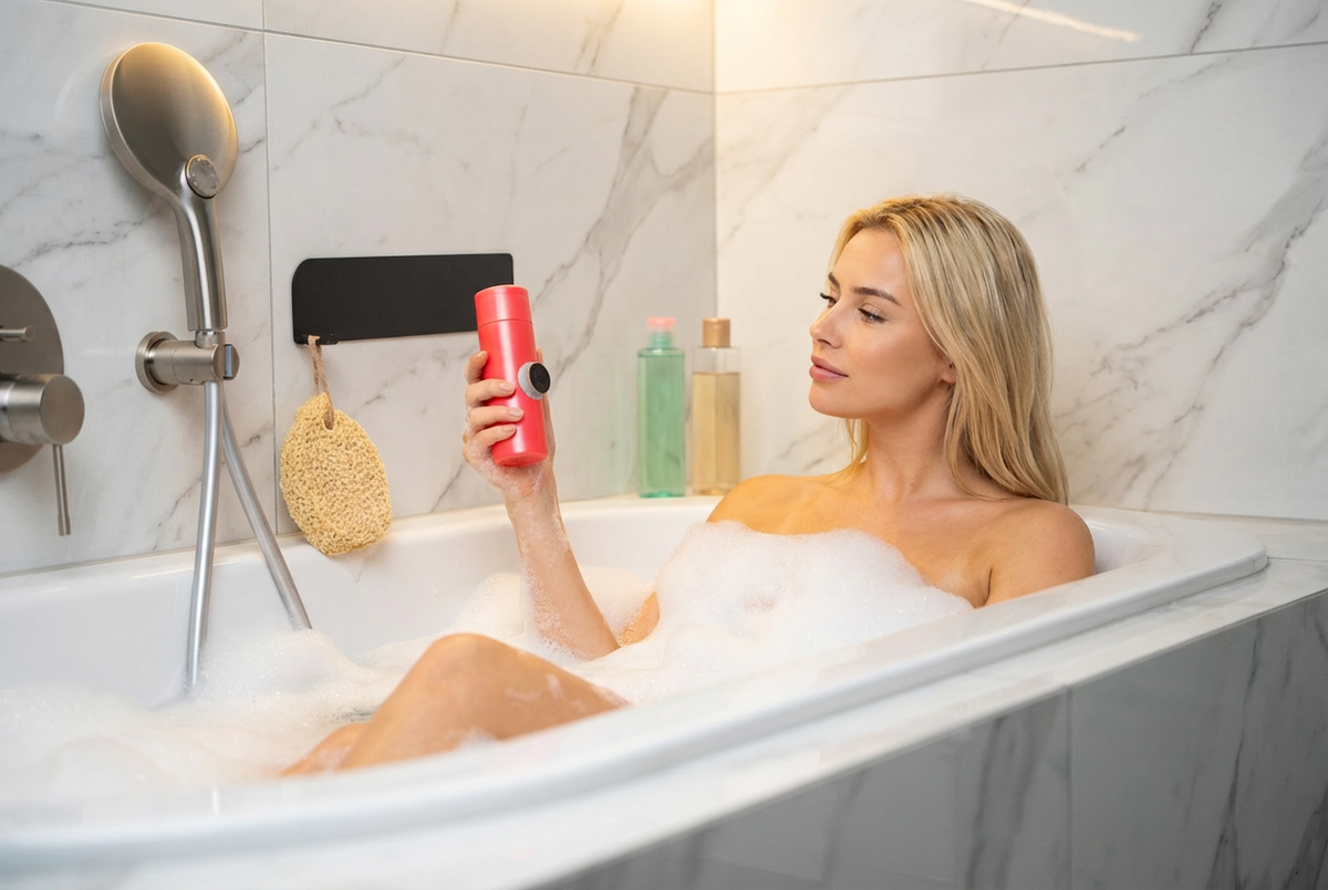 Die magnetische Aufhängung für Duschgel und Shampoo an Wandplatte, Typ MagSpike