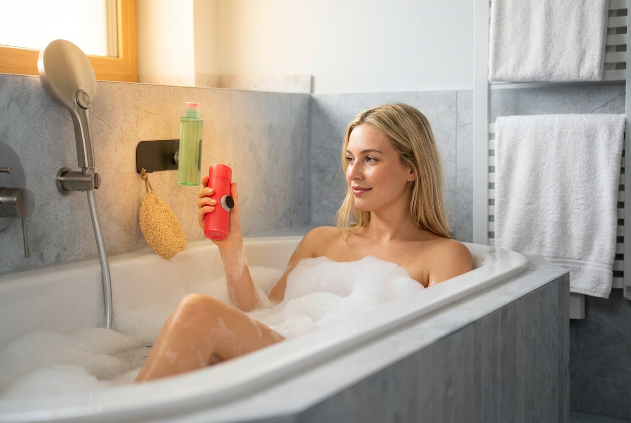 Die magnetische Aufhängung für Duschgel und Shampoo an Wandplatte, Typ MagSpike