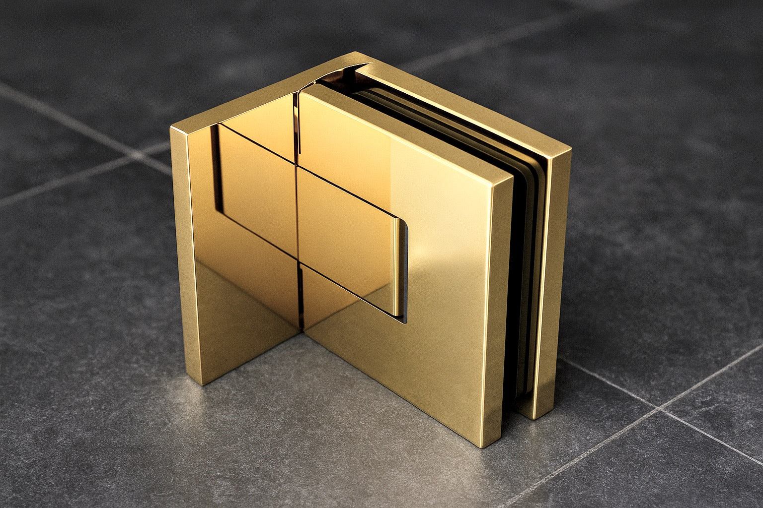 Bellagio Pendeltürband, 90° Glas-Wand, Anschraubplatte einseitig, inkl. Abdeckplatten, BEL344, Goldfarbig