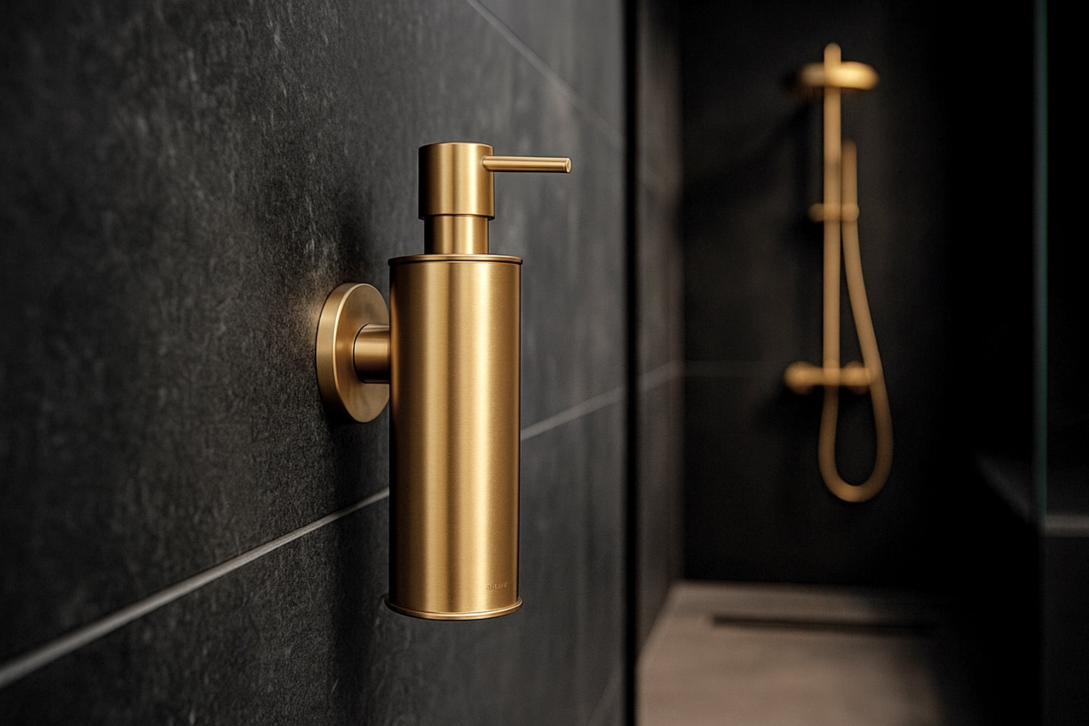 Seifenspender Wandmodell – Gebürstetes Messing für stilvolle Bäder