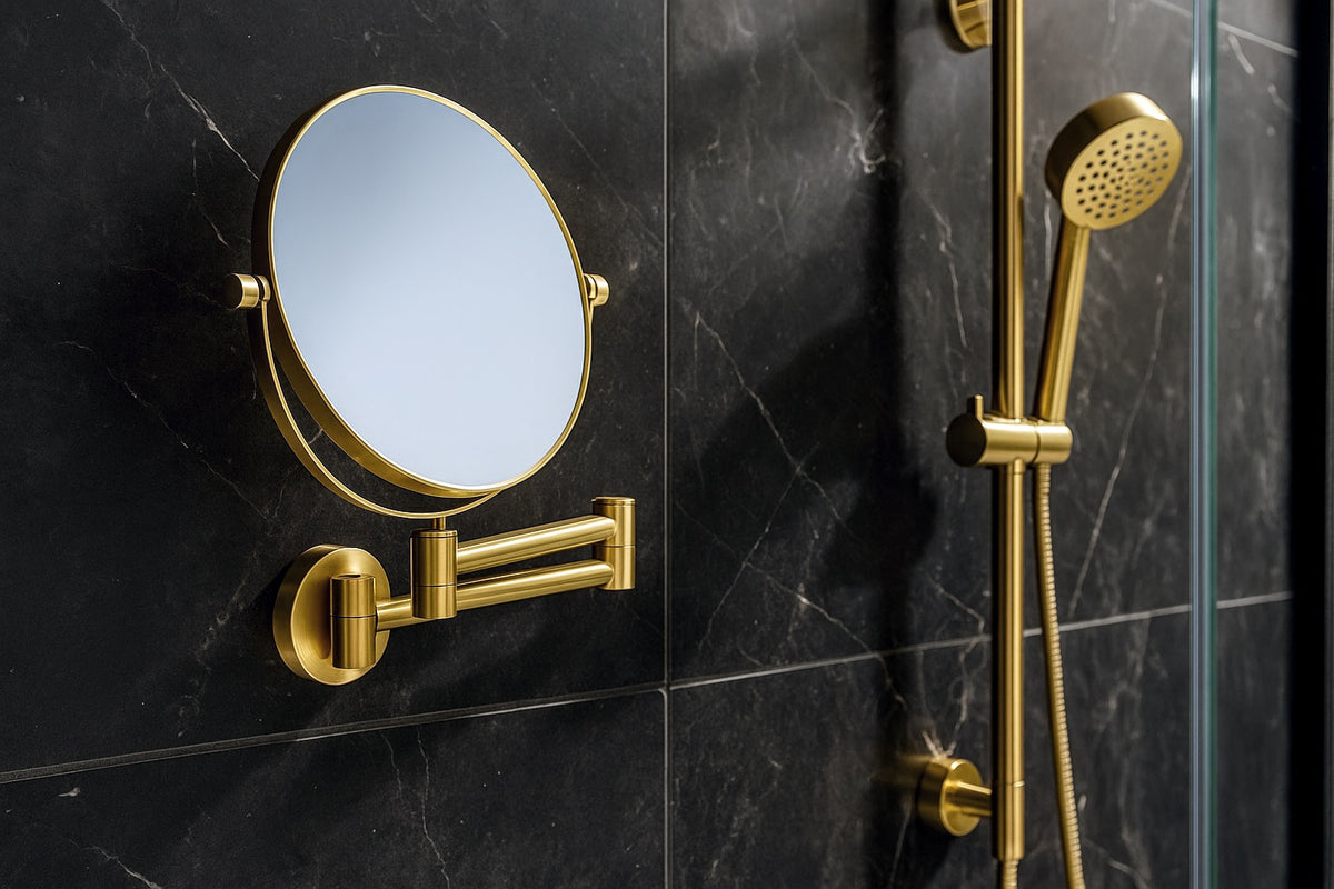 Kosmetikspiegel aus gebürstetem Messing – mit 7-facher Vergrößerung