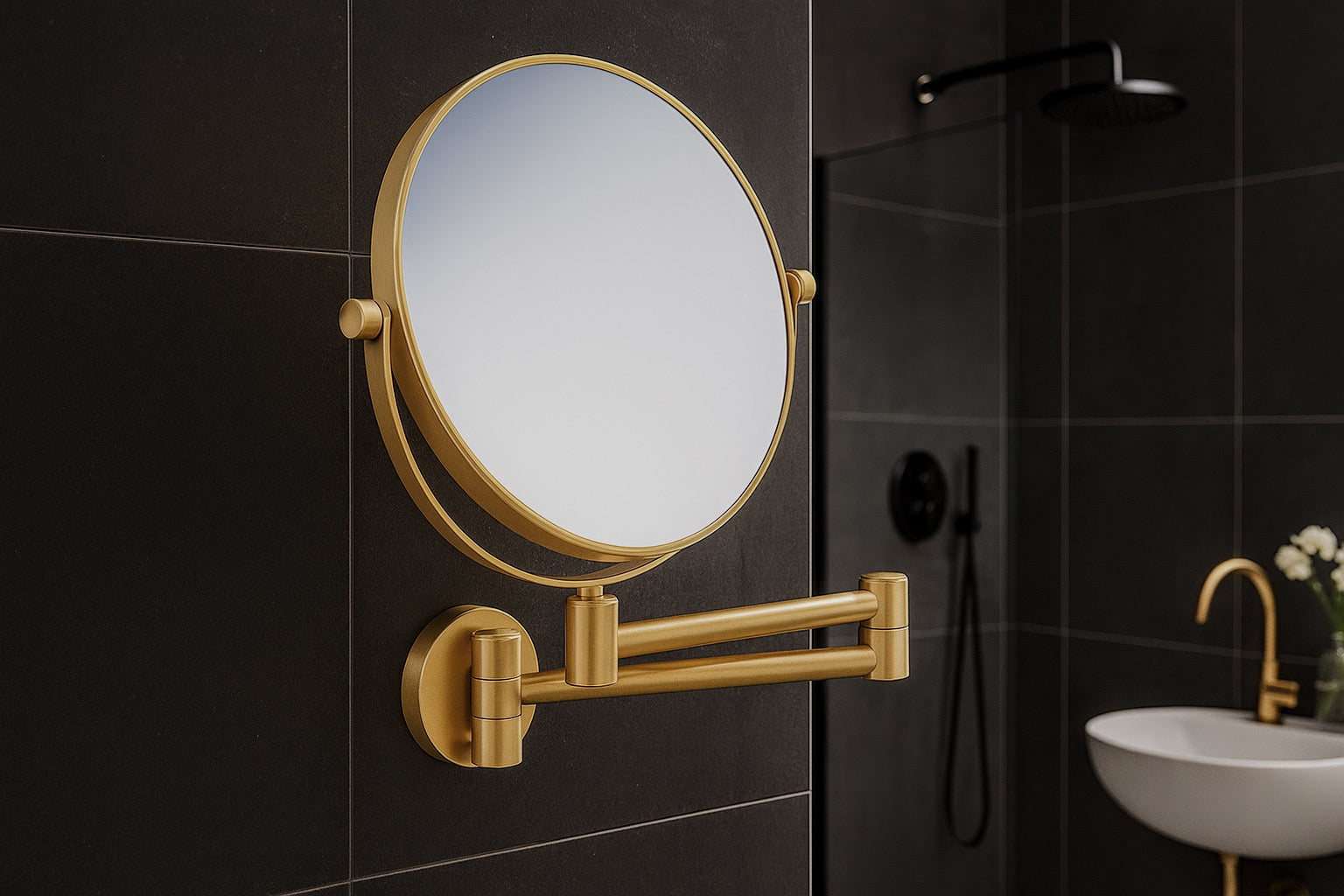 Kosmetikspiegel aus gebürstetem Messing – mit 7-facher Vergrößerung