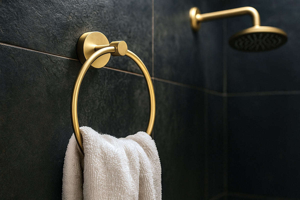 Handtuchring HOME – Eleganter Handtuchhalter aus gebürstetem Messing (Ø 170 mm)