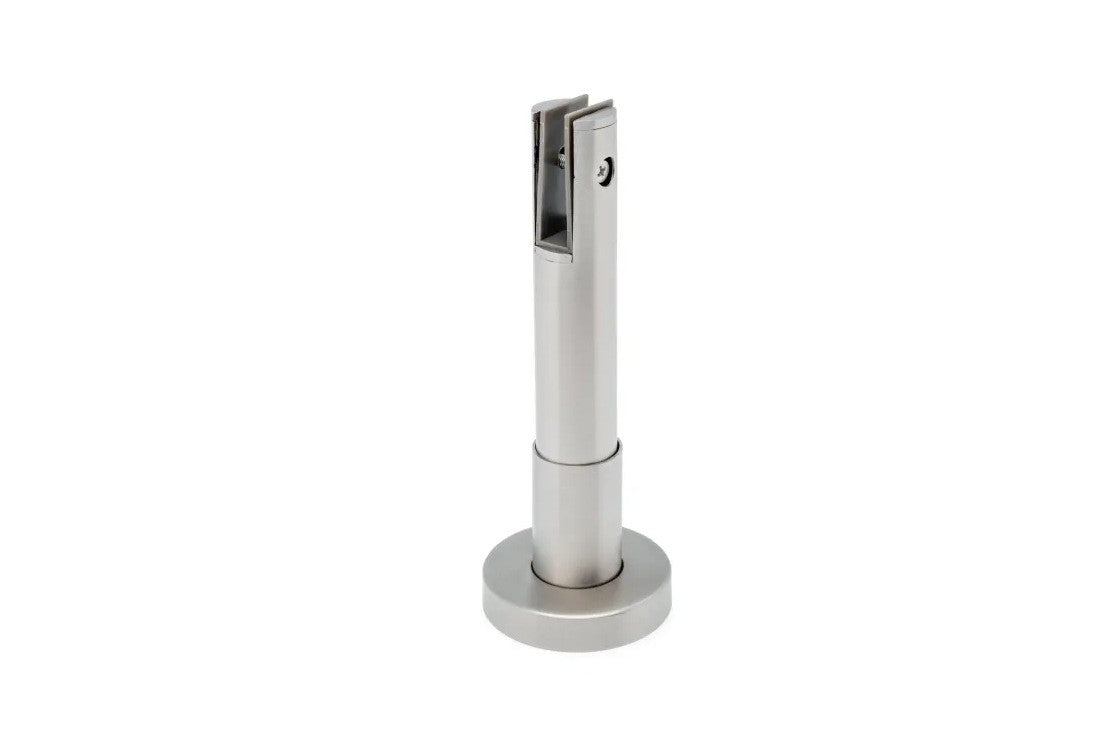Glasstandfuß – V2A Edelstahl 10 mm Glas, höhenverstellbar 125–150 mm
