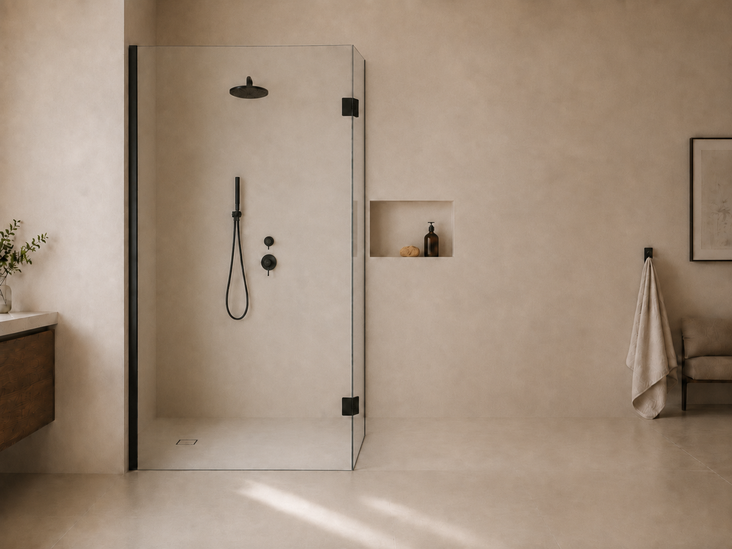 Kristhal Glasdusche nach Maß: Walk-in mit anklappbarem Teil, Art.Nr. GDM303