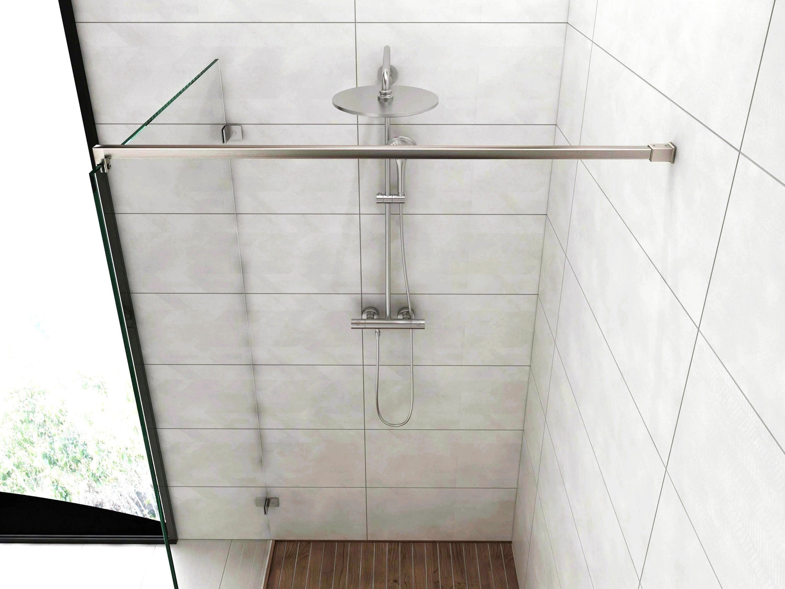 Stabistange-Set für Glasdusche, eckig, 20x20 mm, Edelstahl Art.Nr. 418020