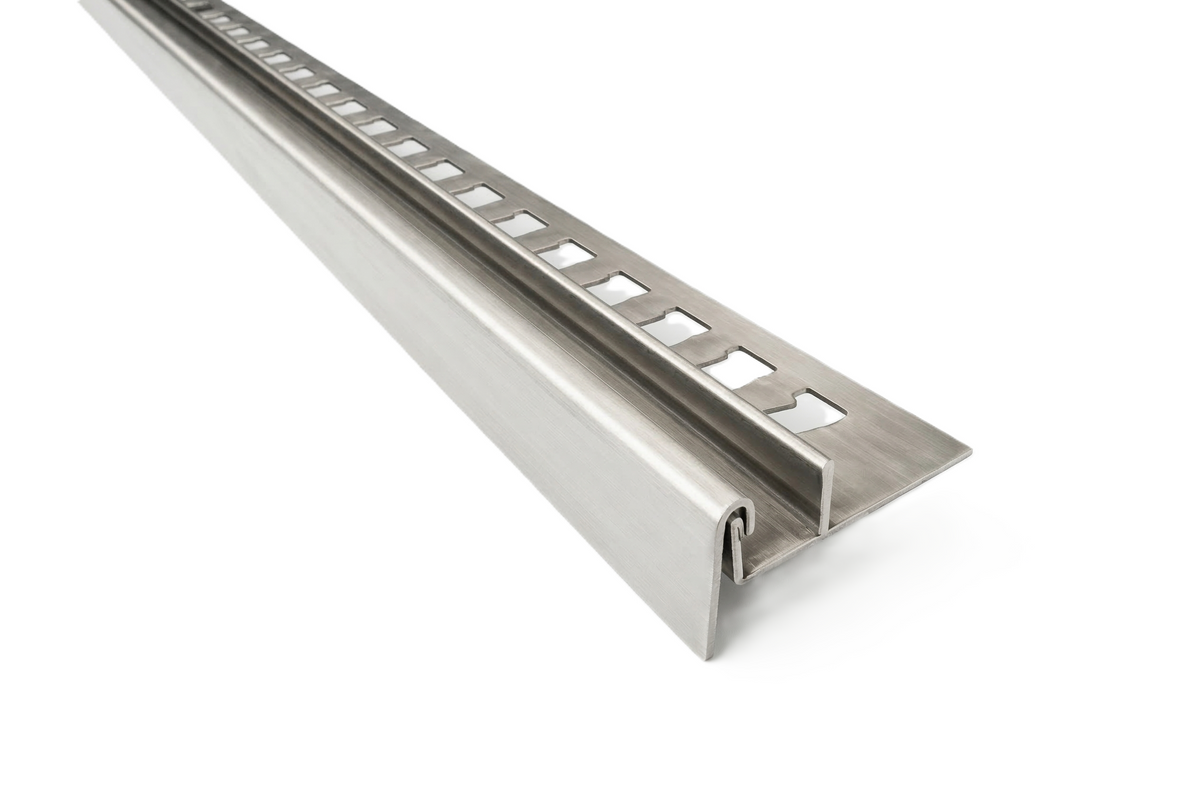 Fliesen-U-Winkelprofil "Slimline" mit Gefällekeil für Duschboden – Edelstahl K220 gebürstet – Art.Nr. GPDU