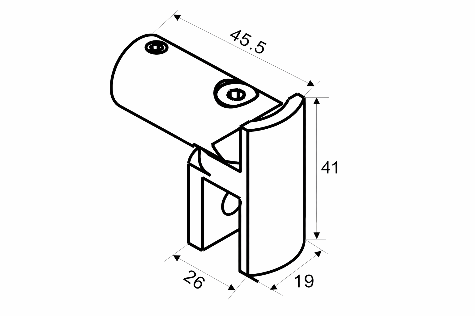 Drehbarer Glashalter für runde Stabilisierungsstange Ø 12 mm, Art.Nr. S1204