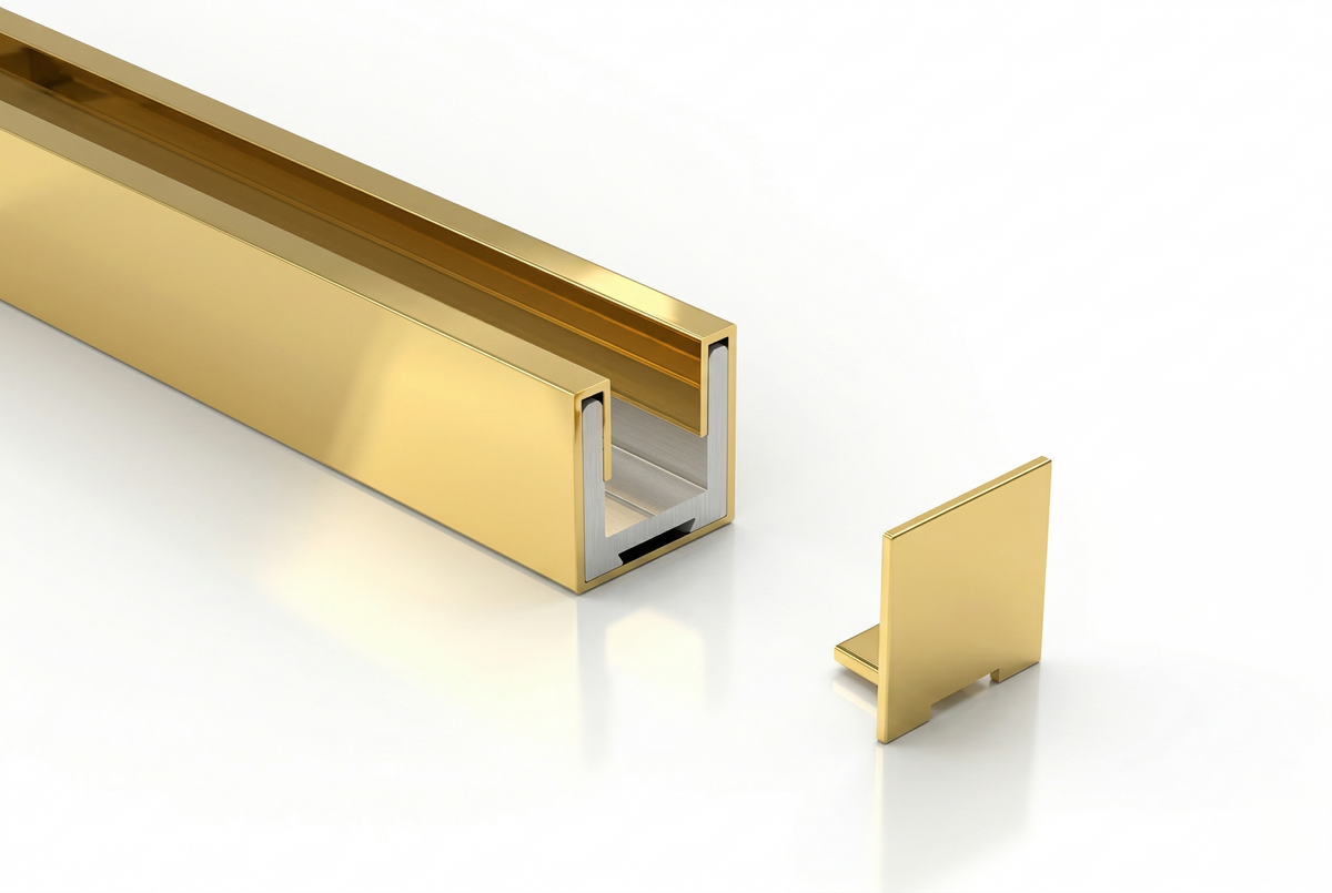 U-Profil mit Edelstahlmantel für 8 mm ESG in 11 Farben, 2400 mm, inkl. 2 Endkappen
